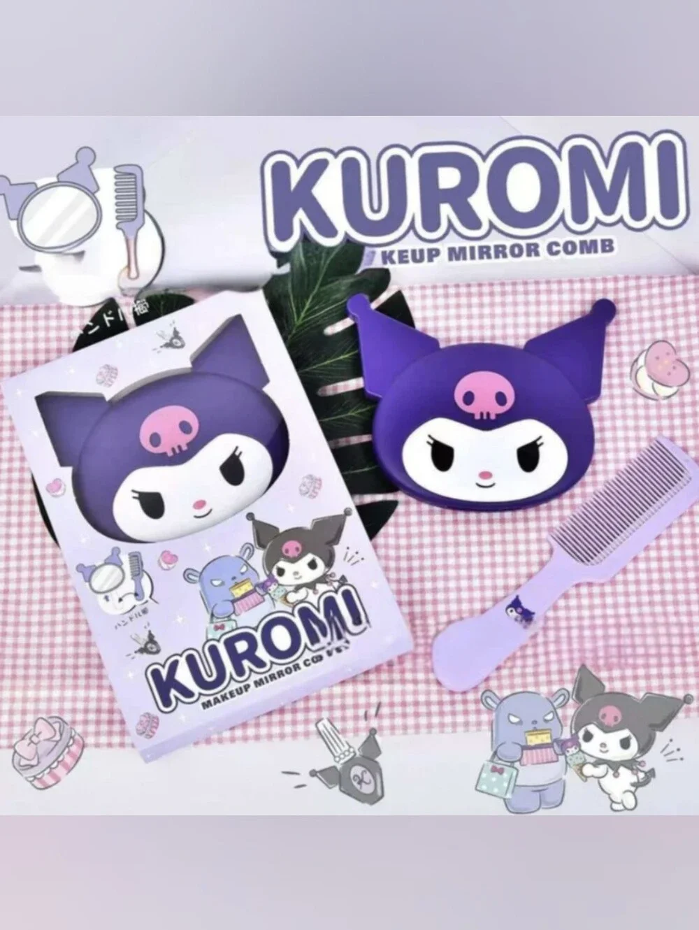 Kuromi Kids Mirror & Comb Set - Purple